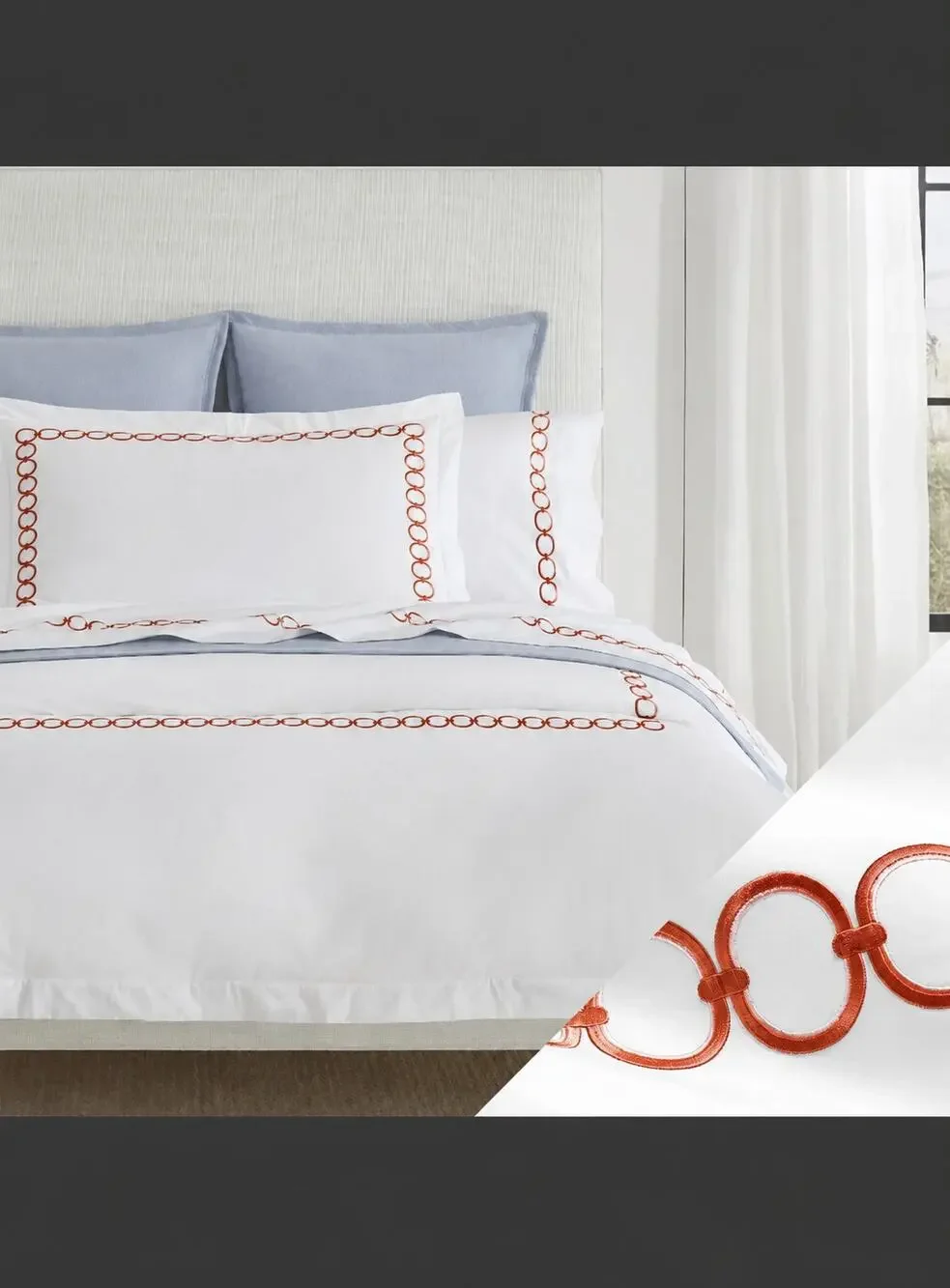 Serena & Lily Savoy Link Fitted & Flat Sheets Luxury Cotton Sateen Cal King